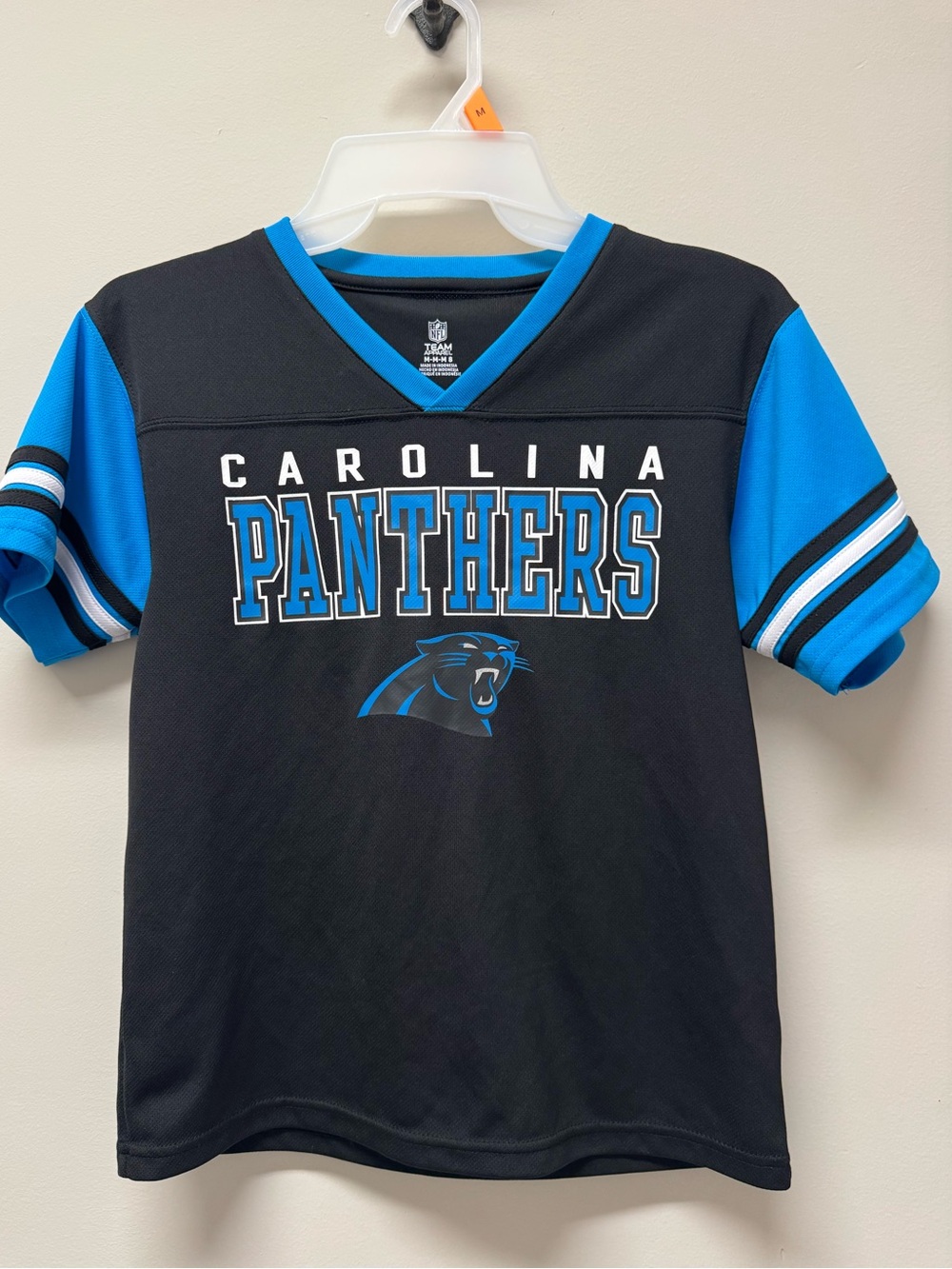 NFL Carolina Panthers Black and Blue Kids Short Sleeve Tee